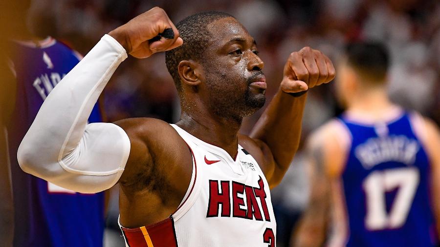 Dwyane Wade pelo Miami Heat na temporada 2017-18 da NBA - Mark Brown/Getty Images