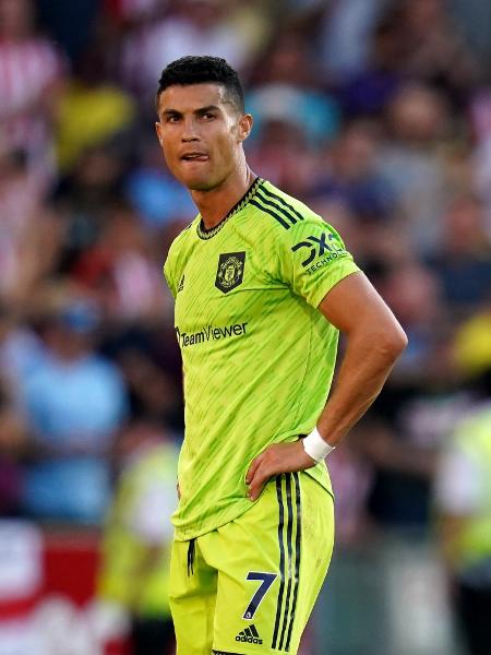 Cristiano Ronaldo, do Manchester United, em jogo contra o Brentford pelo Campeonato Inglês -  John Walton/PA Images via Getty Images