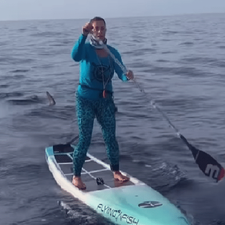 Tubarão cerca Malea Tribble, praticante de stand-up paddle - Reprodução/Instagram