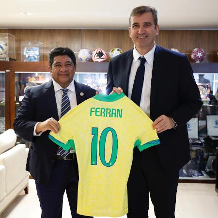 Ednaldo Rodrigues, presidente da CBF, e Ferran Soriani, CEO do Grupo City