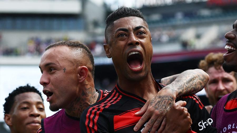 Bruno Henrique comemora gol marcado pelo Flamengo contra o Chelsea no Mundial Bruno Henrique comemora gol marcado pelo Flamengo contra o Chelsea no Mundial