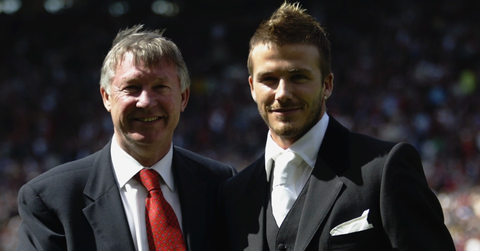 David Beckham e Alex Ferguson nos tempos de Manchester United