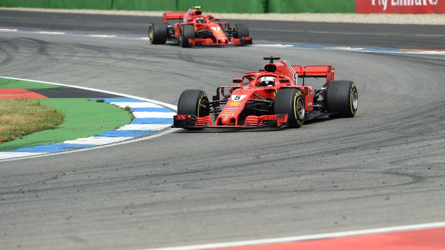 Vettel Raikkonen Ferrari GP da Alemanha - Christof Stache/AFP