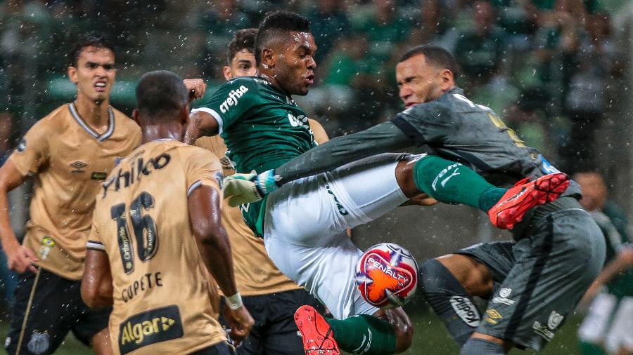 Lance de jogo entre Palmeiras e Santos no Campeonato Paulista de 2019 - Ale Cabral/AGIF