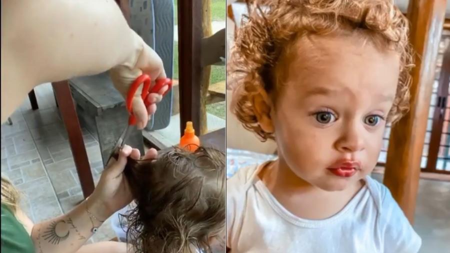 Mari Bridi cortou o cabelo do filho, Valentim, apesar da apreensão - Reprodução/Instagram