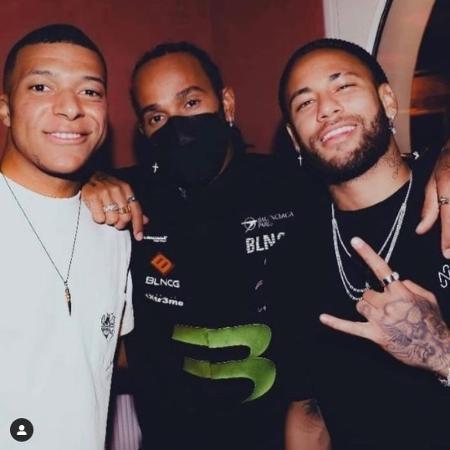 Lewis Hamilton postou foto com Neymar e Mbappé - Reprodução/Instagram