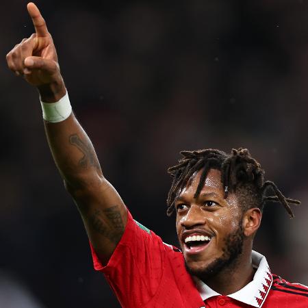 Fred, do Manchester United, comemora gol contra o Nottingham Forest pela Copa da Liga Inglesa