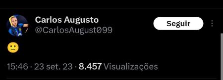 Carlos Augusto publicou emoji triste após ausência na lista da seleção brasileira