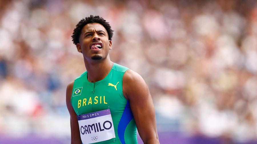 Paulo André durante os 100m nas Olmpíadas de Paris