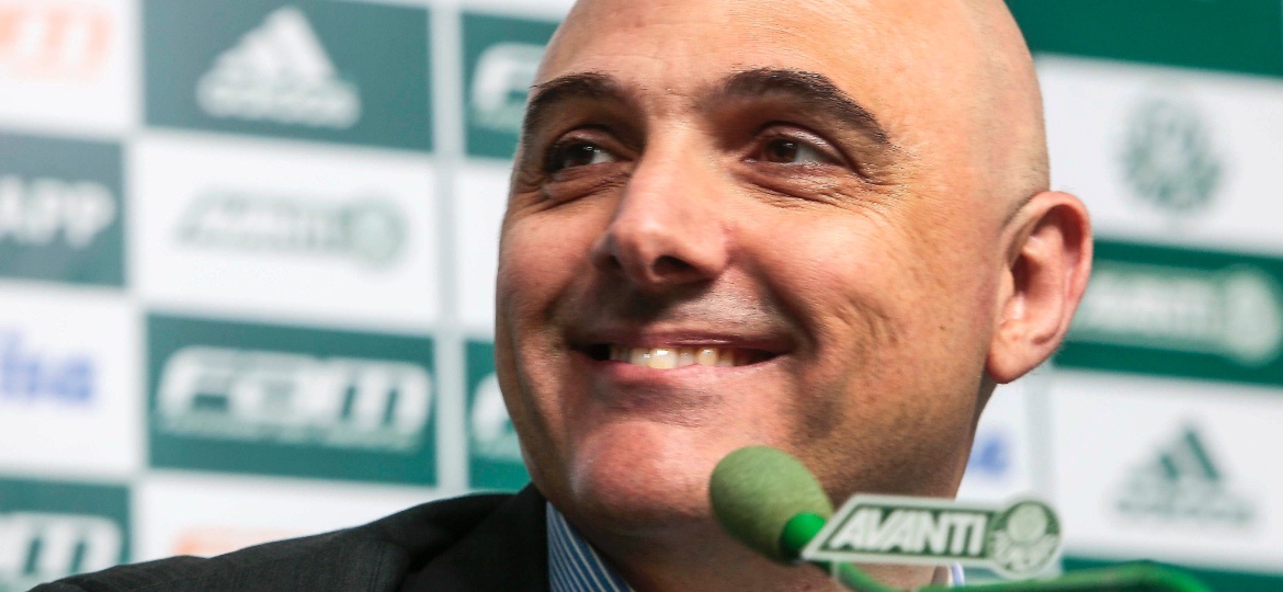 Mauricio Galiotte, presidente do Palmeiras, em entrevista coletiva no CT do clube - Ale Cabral/AGIF