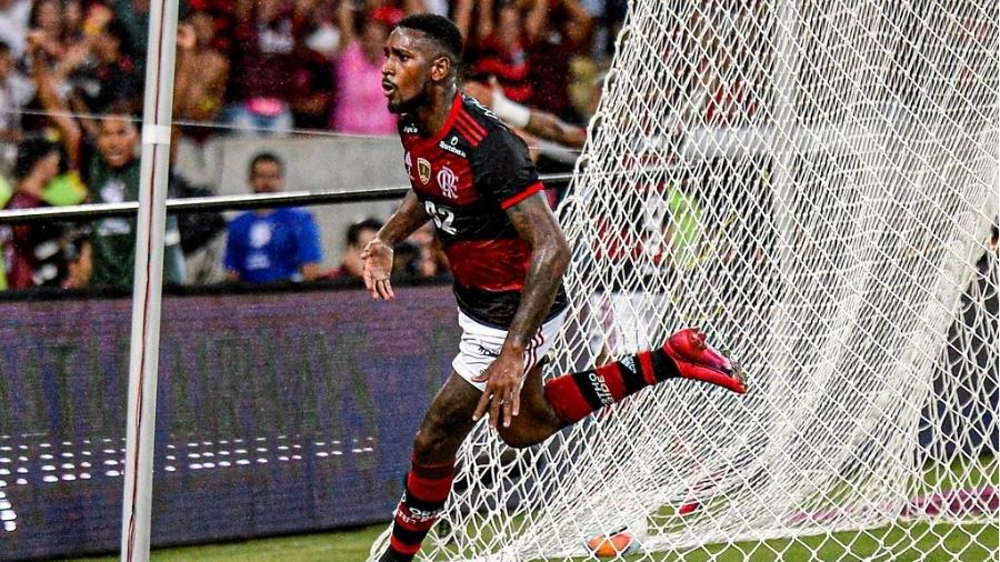 Gerson, volante do Flamengo, comemora gol marcado contra Independiente del Valle, pela final da Recopa - Marcelo Cortes / Flamengo