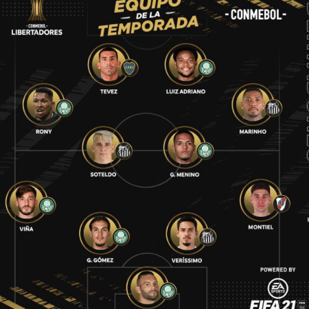 Nove atletas de times brasileiros entraram para a seleção da Copa Libertadores 2020, dominada pelo Palmeiras - Reprodução/Instagram