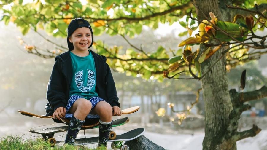 O skatista mirim Eiki Martello de 10 anos que superou uma Leucemia e voltou a andar de skate - Arquivo Pessoal