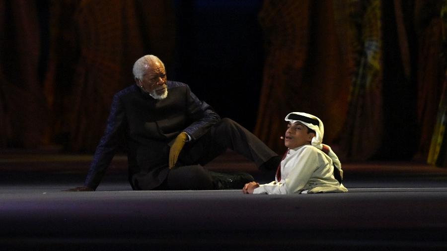 Morgan Freeman participa da cerimônia de abertura da Copa do Mundo do Qatar - Justin Setterfield/Getty Images