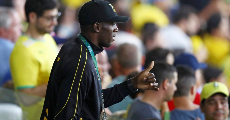 Usain Bolt assiste a partida entre Brasil e Alemanha