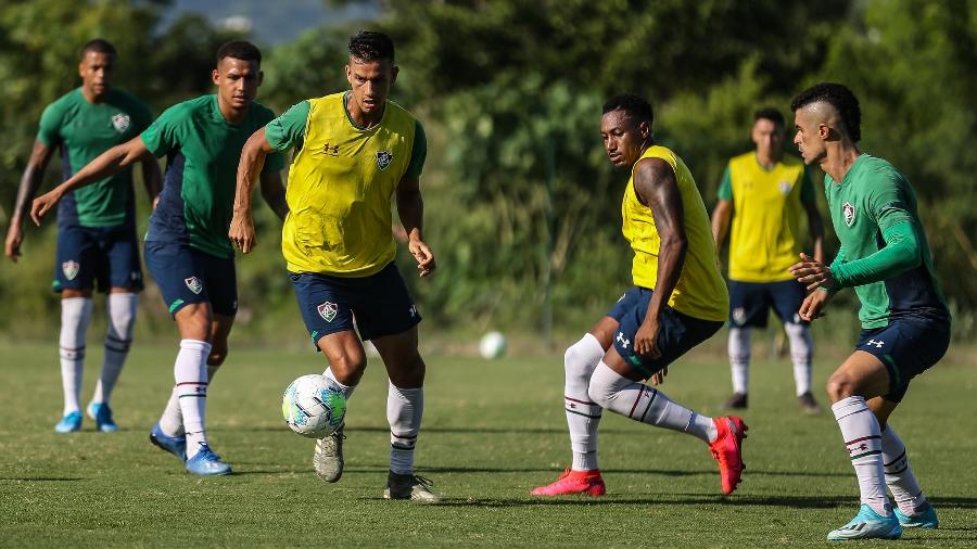 Jogadores do Fluminense apoiam postura do presidente do clube, Mário Bittencourt, em relação à volta do futebol - Lucas Merçon / Fluminense F.C.