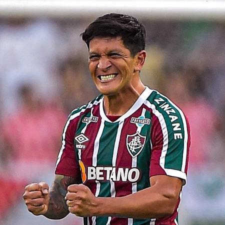 Germán Cano comemora gol marcado pelo Fluminense na partida diante do São Paulo, válida pelo Campeonato Brasileiro -  Thiago Ribeiro/AGIF