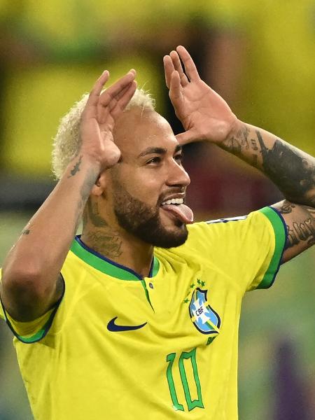 Neymar comemora gol marcado contra a Coreia do Sul; será o craque da Copa se decidir a final - Manan Vatsyayana/AFP