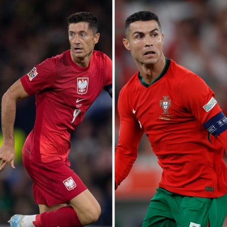 Lewandowski e Cristiano Ronaldo, jogadores de Polônia e Portugal