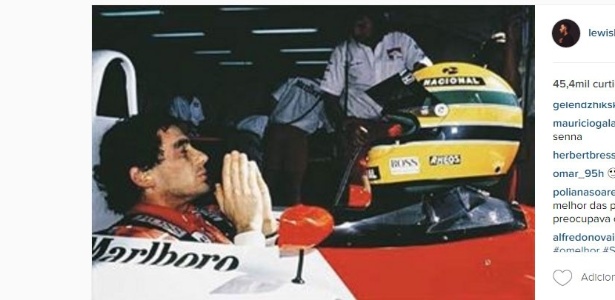 Reprodução do Instagram de Hamilton, que homenageou Senna pelo 22º aniversário de morte - Reproduçaõ/Instagram