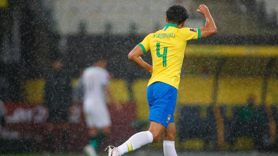 Marquinhos comemora primeiro gol da seleção contra a Bolívia - Miguel Schincariol