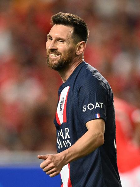 Messi, atacante do PSG, na partida contra o Benfica, pela Champions - PATRICIA DE MELO MOREIRA / AFP