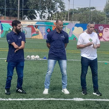 Daniel Dias, Cafu e Jorginho em evento no "Instituto Bola para Frente"