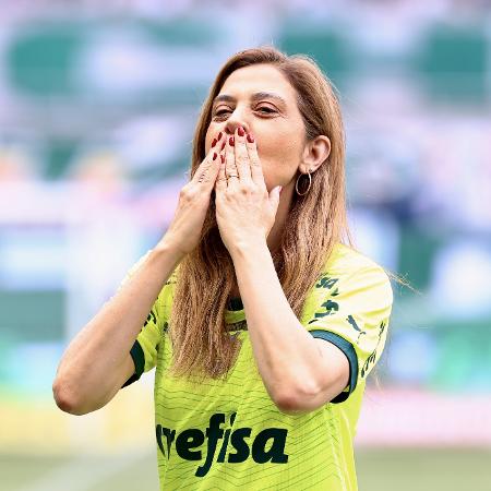 Leila Pereira durante jogo entre Palmeiras e Juventude pelo Brasileirão