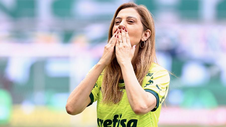 Leila Pereira durante jogo entre Palmeiras e Juventude pelo Brasileirão