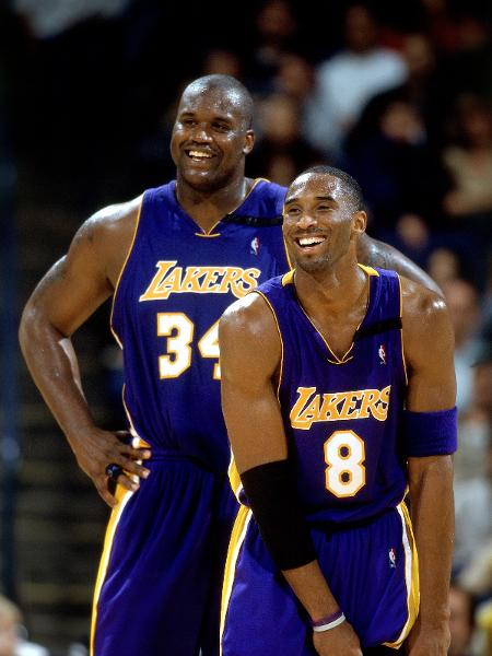 Kobe Bryant e Shaquille O`Neal em ação pelo Los Angeles Lakers