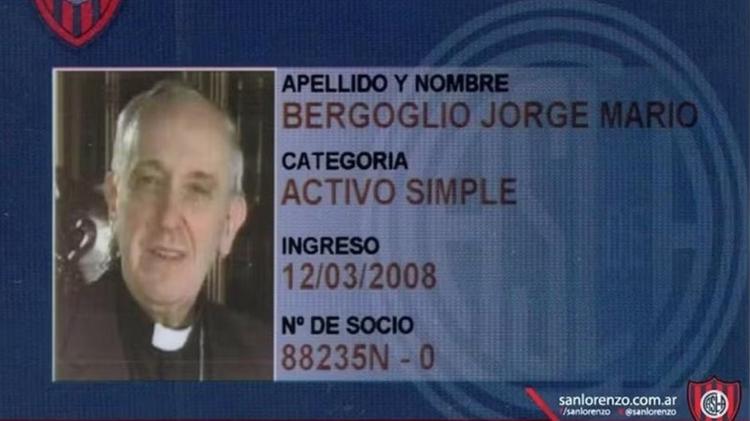 Carteirinha de sócio de Mario Jorge Bergoglio no San Lorenzo