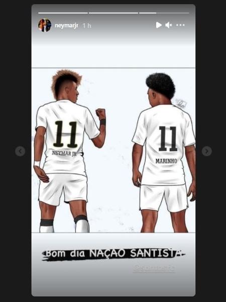 Neymar publicar arte em que está ao lado de Marinho - Reprodução/