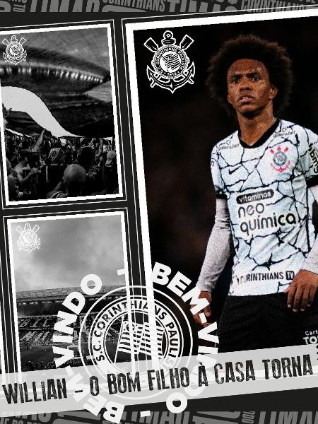 Meio-campista Willian é anunciado como reforço do Corinthians - Divulgação/SCCP