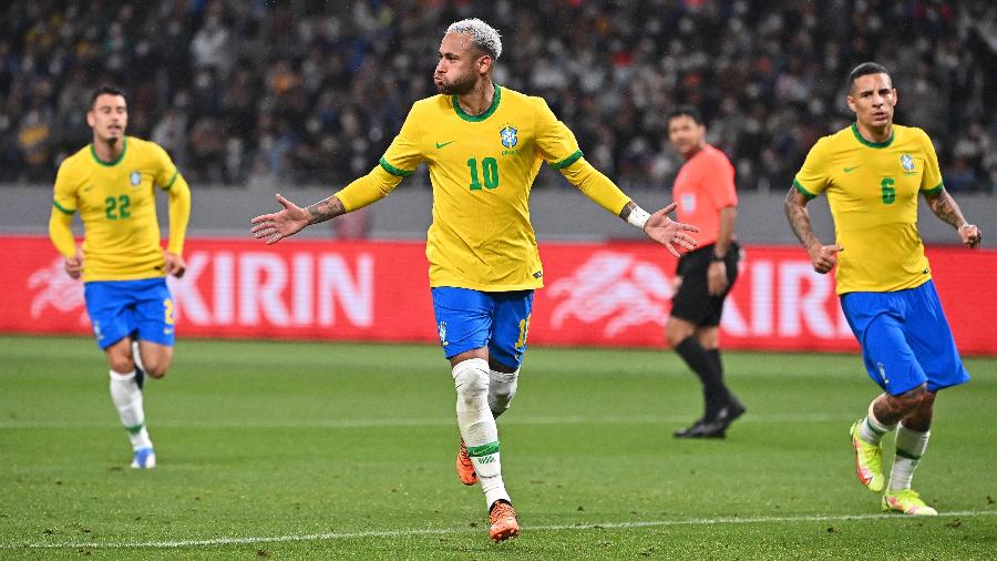 Neymar comemora gol do Brasil contra o Japão - Kenta Harada/Getty Images