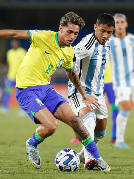 Marlon Gomes durante jogo contra a Argentina no Sul-Americano Sub-20, no estádio Olímpico Pascual Guerrero em Cali, na Colômbia. 23/01/2023 - Rafael Ribeiro / CBF