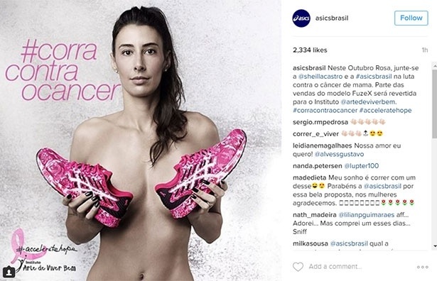 Sheilla em campanha de combate ao câncer de mama
