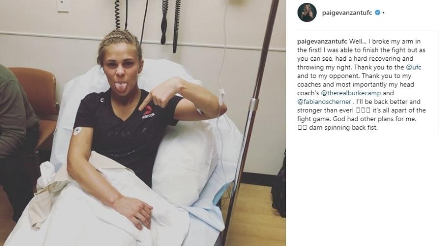 Paige VanZant mostra braço quebrado após luta com Jessica Rose-Clark - Reprodução/Instagram