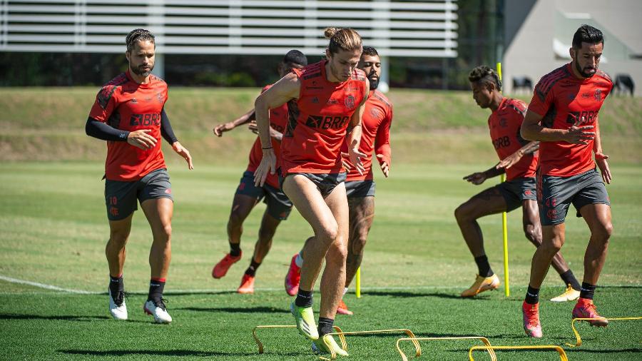 Flamengo treinou no Ninho do Urubu, e Rogério Ceni relacionou titulares para jogo contra o Volta Redonda - Alexandre Vidal/Flamengo