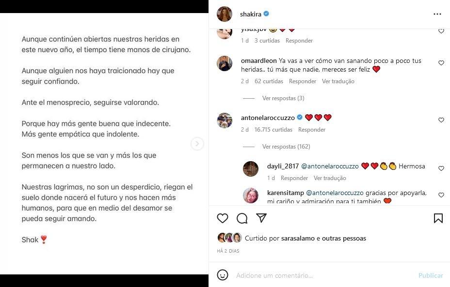 Antonella apoia Shakira em desabafo sobre Piqué