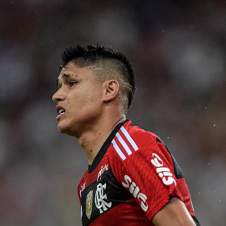 Luiz Araújo, do Flamengo, durante jogo contra o Internacional pelo Campeonato Brasileiro