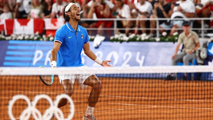 Lorenzo Musetti nas quartas de final do torneio de tênis nos Jogos Olímpicos Paris 2024