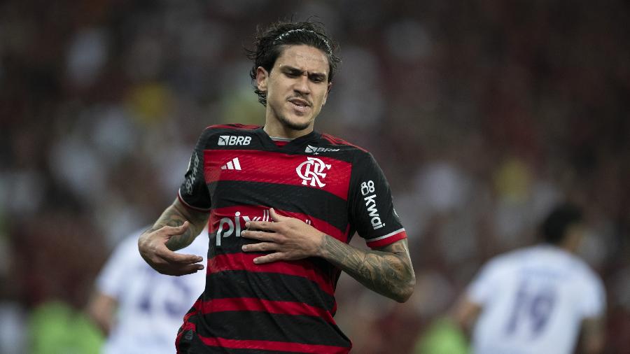 Pedro, atacante do Flamengo, durante o jogo contra o Fortaleza, pelo Brasileirão