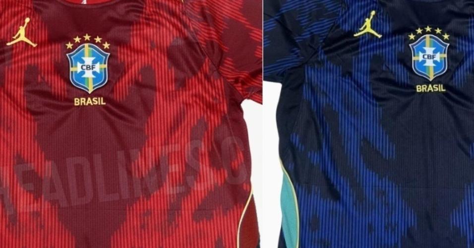 Comparação entre a camisa vermelha e azul da seleção brasileira para a Copa do Mundo