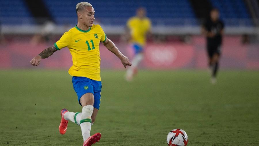 Antony foi titular e participou de jogada de gol na abertura das Olimpíadas contra a Alemanha - Lucas Figueiredo/CBF