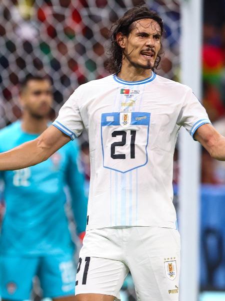 Edinson Cavani durante a partida entre Uruguai e Portugal, pela Copa do Mundo