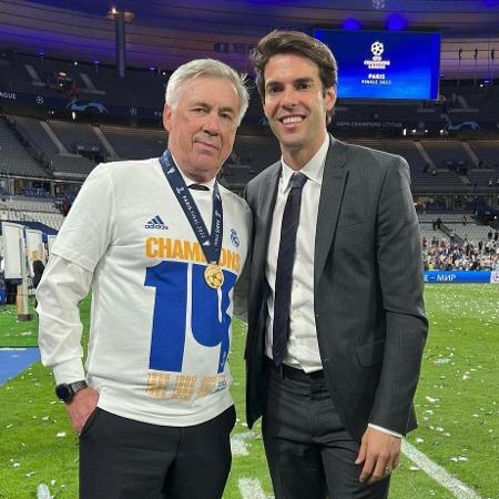 Carlo Ancelotti e Kaká depois de título do Real Madrid na Liga dos Campeões - Reprodução/Instagram