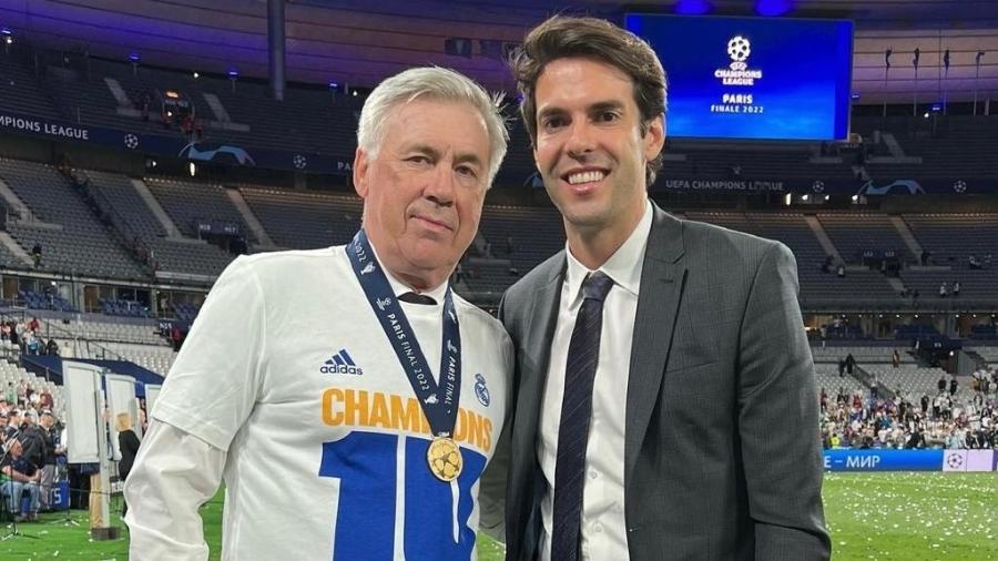 Carlo Ancelotti e Kaká depois de título do Real Madrid na Liga dos Campeões - Reprodução/Instagram