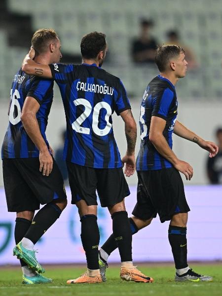 Jogadores da Inter de Milão em amistoso contra o Al-Nassr