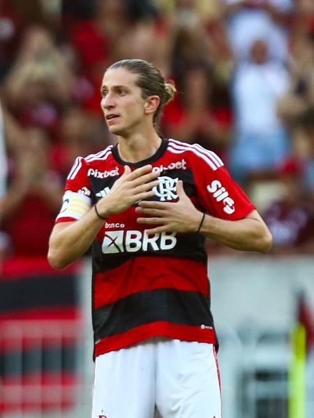 Filipe Luís no jogo que marcou sua aposentadoria, no Maracanã - Gilvan de Souza/Flamengo