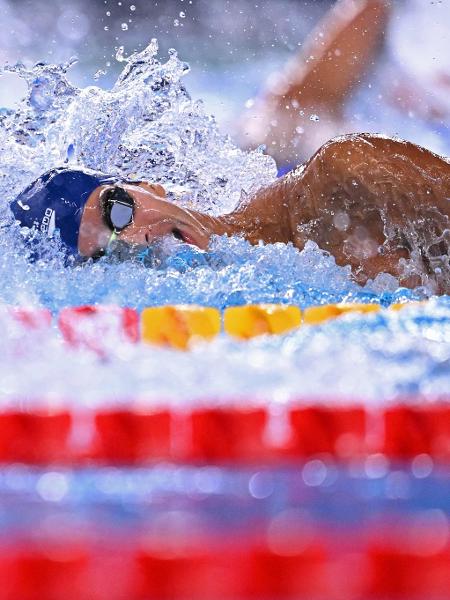 Guilherme Costa, o Cachorrão, durante as elimiantórias dos 400m livre no Mundial de Doha